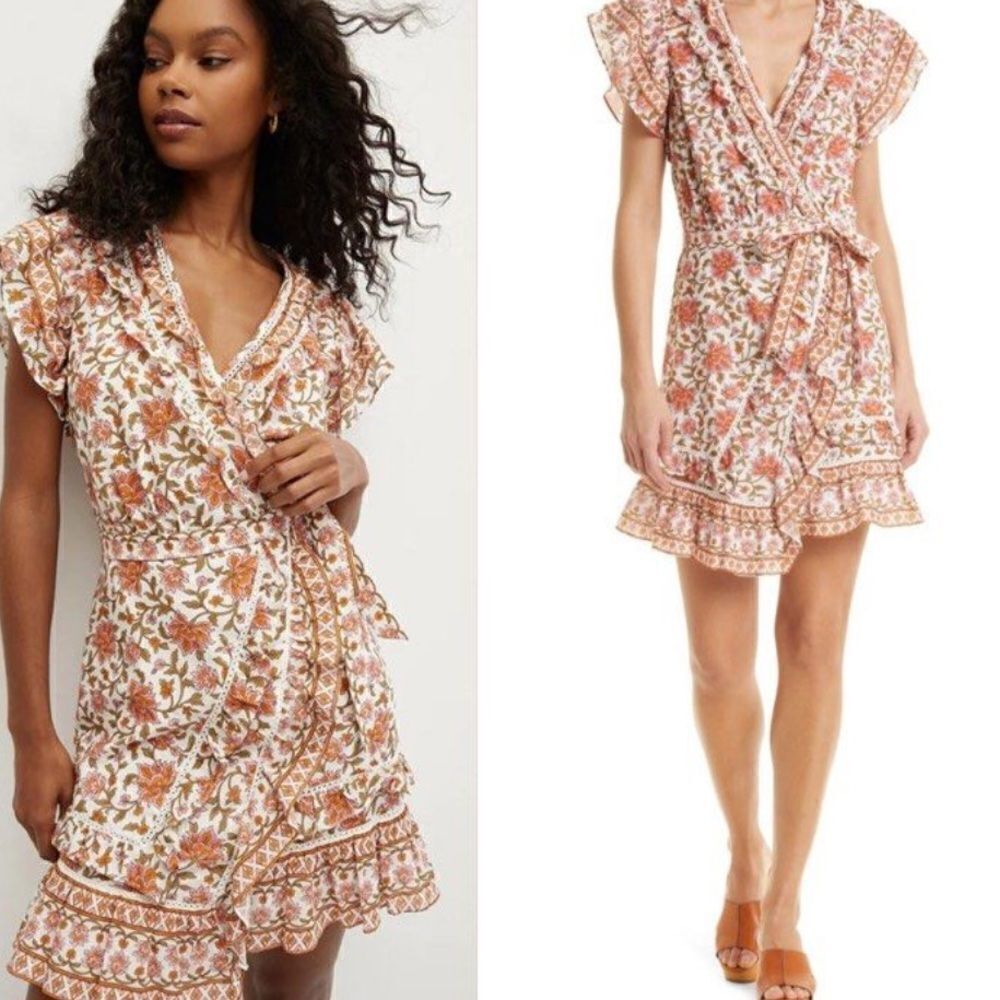 Veronica Beard Wrap Dress Mikhail Ruffled Womens 10 Floral $ 548.00 NWT